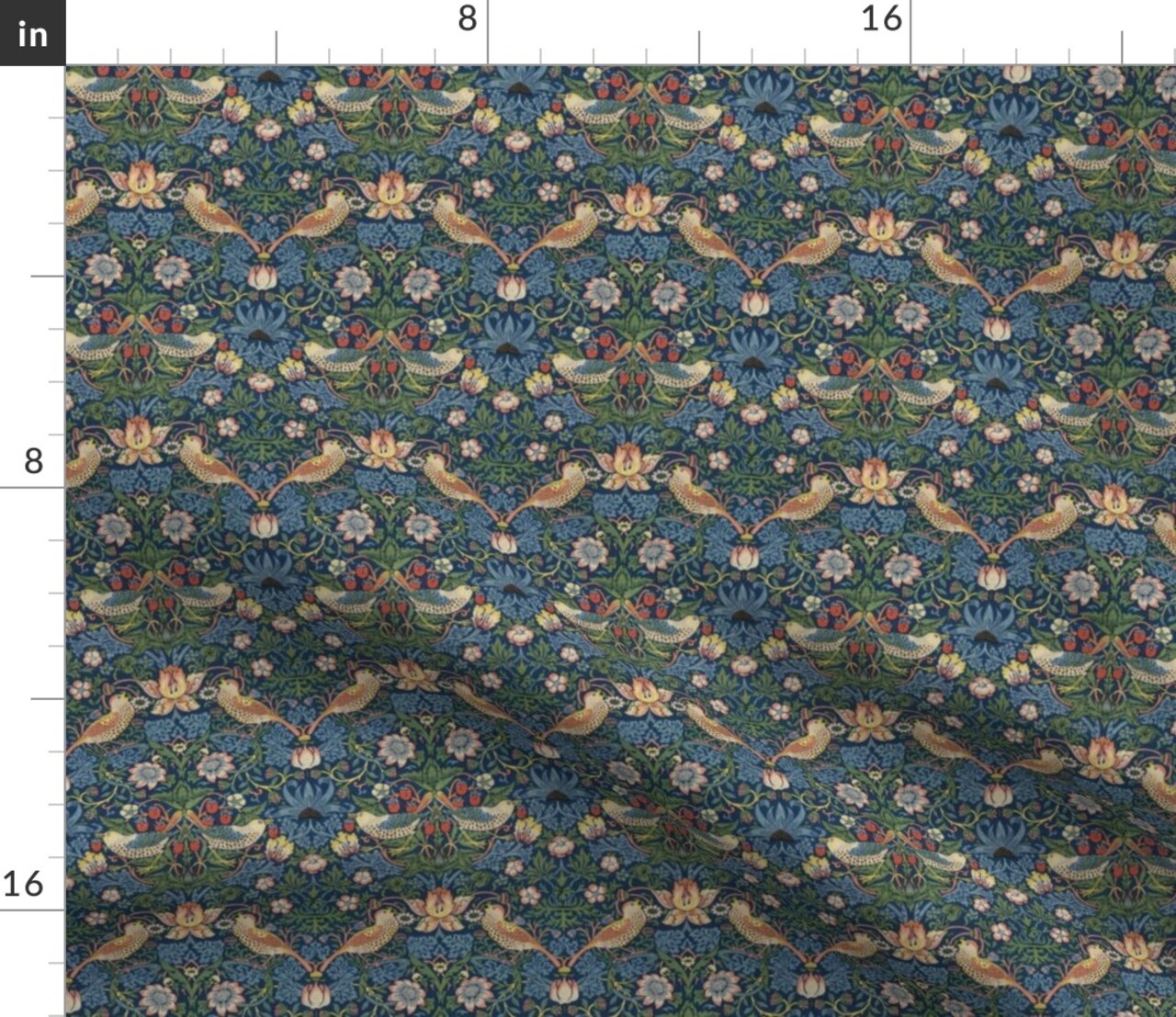 William Morris Art Nouvea Floral Birds Damask Victorian Custom Printed Fabric by Spoonflower Various Fabrics by the Yard or Fat Quarter
